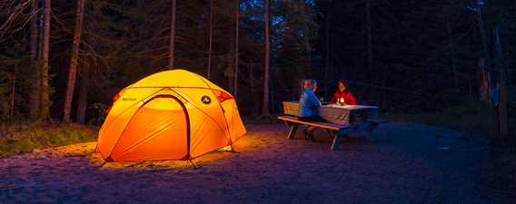Camping by night at Parc National du Mont-Tremblant