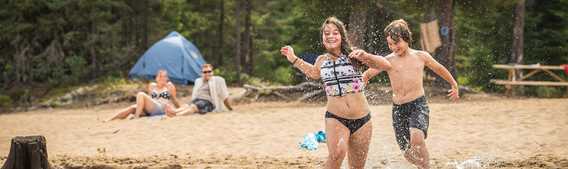 Kids at the beach of Parc régional du Lac Taureau