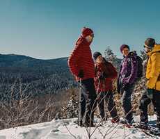 Group snowshoeing in the National park of Mont-Tremblant