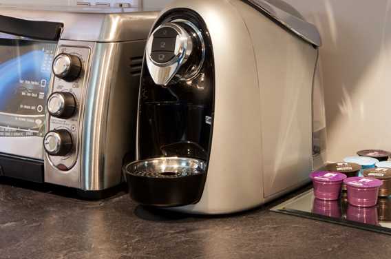 Coffee maker in room of Rawdon Golf Resort hotel