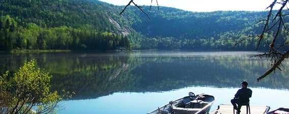 Fishing on the lake at Auberge La Glacière