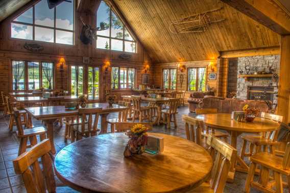 Dining room at the inn at Camp Taureau