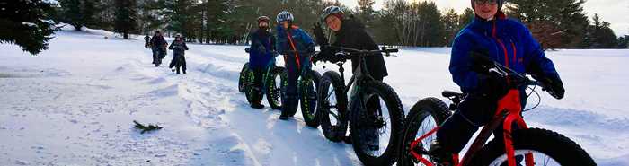Kids in Fat bike in winter à la Tournée des Cantons de Rawdon