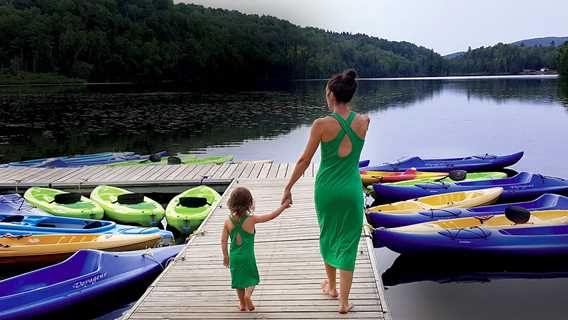 On the dock at Plein Air Lanaudia vacations center