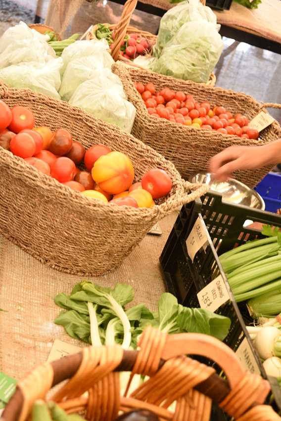Display of vegetables at the authentic public market of Notre-Dame-de-la-Merci