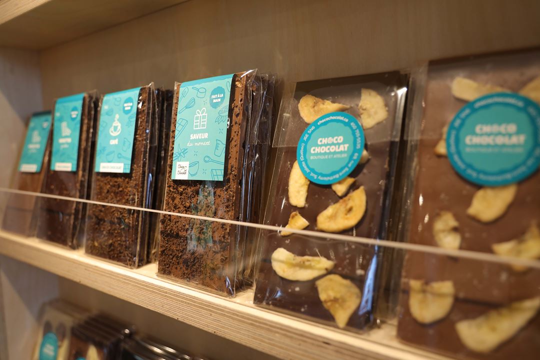 Palettes de chocolats fins de la Chocolaterie Choco Chocolat