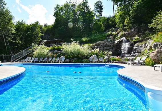 Swimming in the heated pool