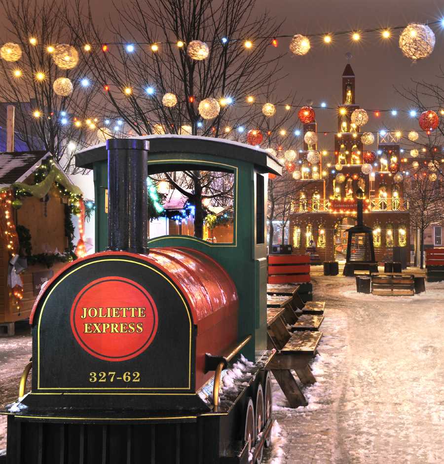 le Centre-ville de Joliette l'hiver durant le Marché de Noël de Joliette