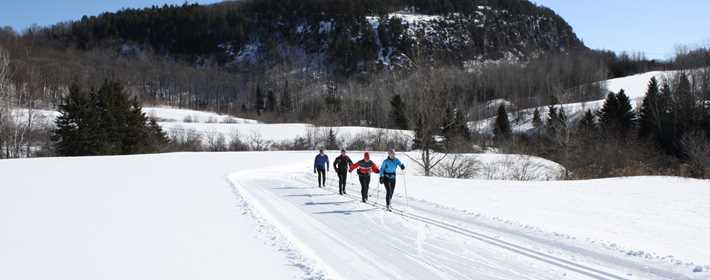 People cross-crountry skiing during winter in the sector le Piémont