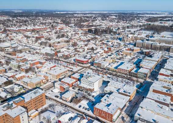 vue aérienne du centre-ville de Joliette