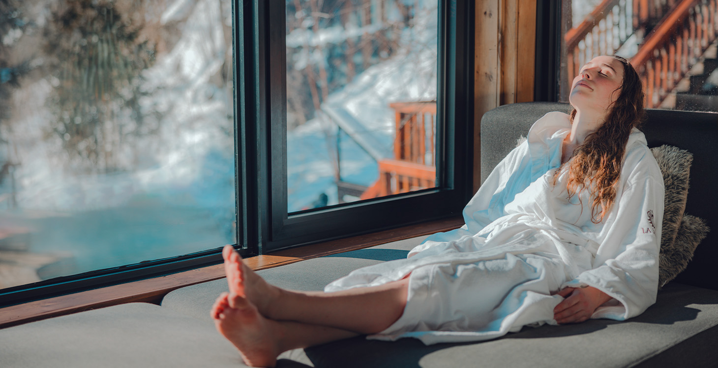 Woman relaxing on a sofa