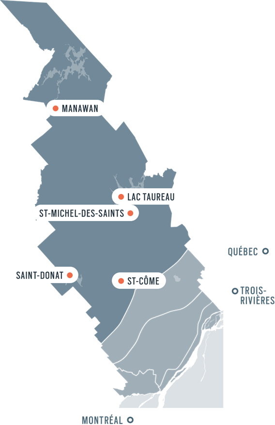 Une carte de zone pour les montagnes dans Lanaudière