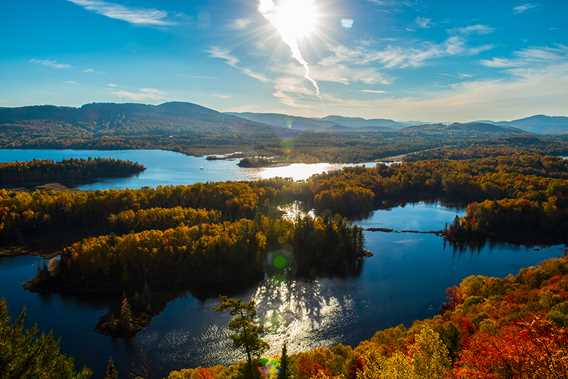  The view of the mountains and the two lakes of Saint-Donat