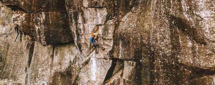 Rock climbing on the mountain Tranchant at Saint-Côme