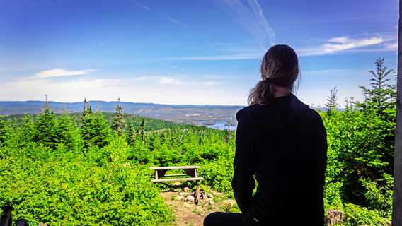 A woman at the top of Montagne Noire