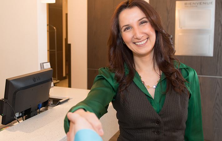 Woman giving a handshake