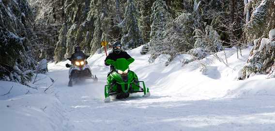 Snowmobile on the trail